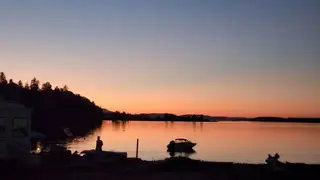 Sunset over the Beachcomber RV Park bay