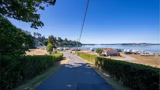 Driveway approaching the waterfront at Beachcomber RV Park