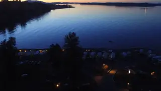Dusk view over Beachcomber RV Park and the bay